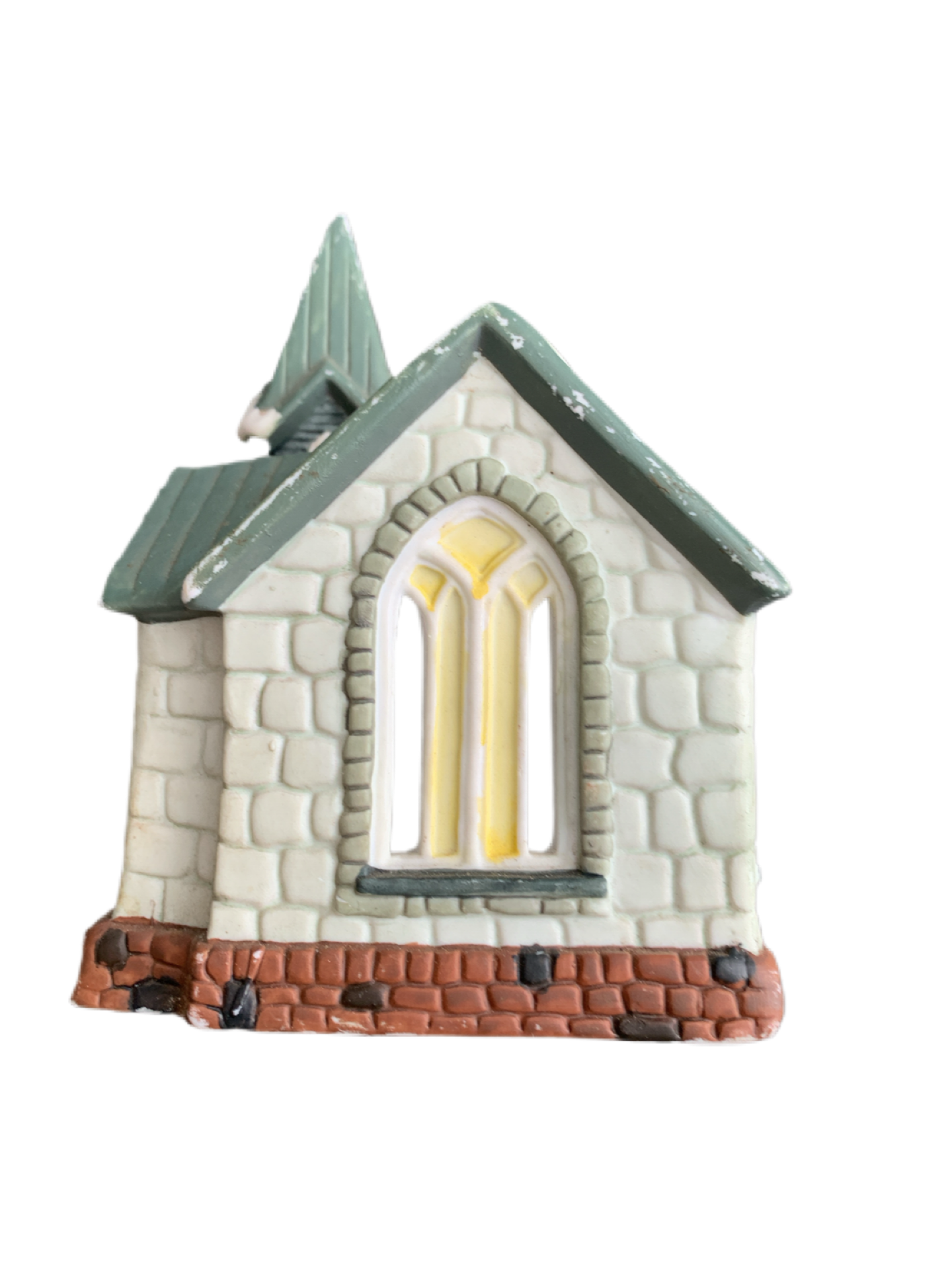 St. Christopher's Church Lighted Porcelain Christmas Village Building Santa Best 7" Tall