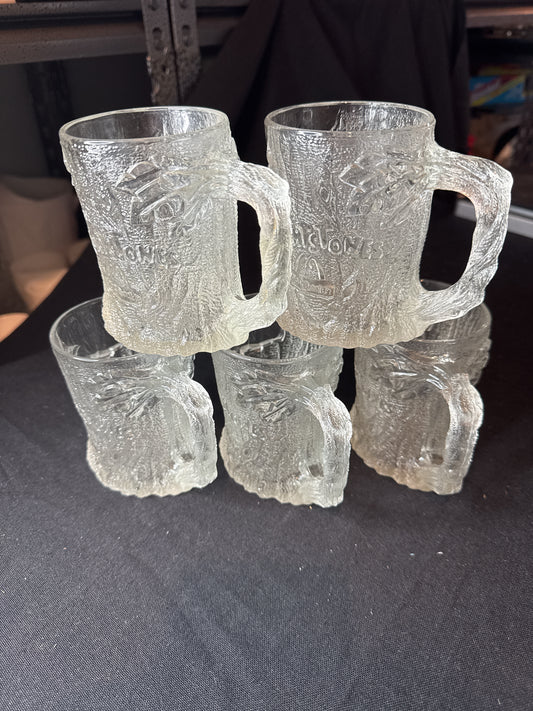 McDonalds 1993 Flintstones Treemendous Glass Coffee Juice Mugs Set of 5