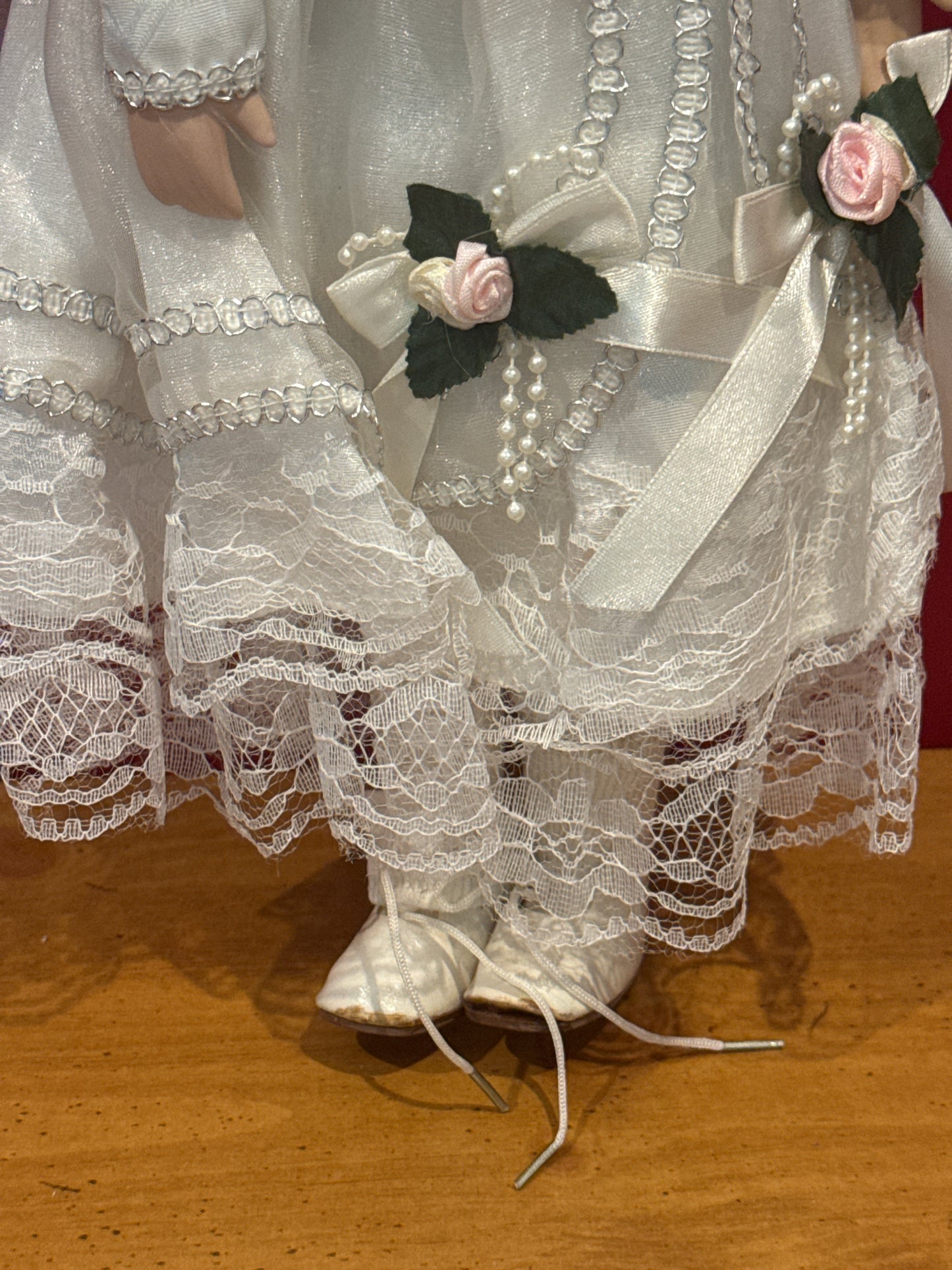 Ashley Belle Porcelain Collectible Bride Doll 16" Tall Closed Eyes Ready For Kiss Hand Sewn