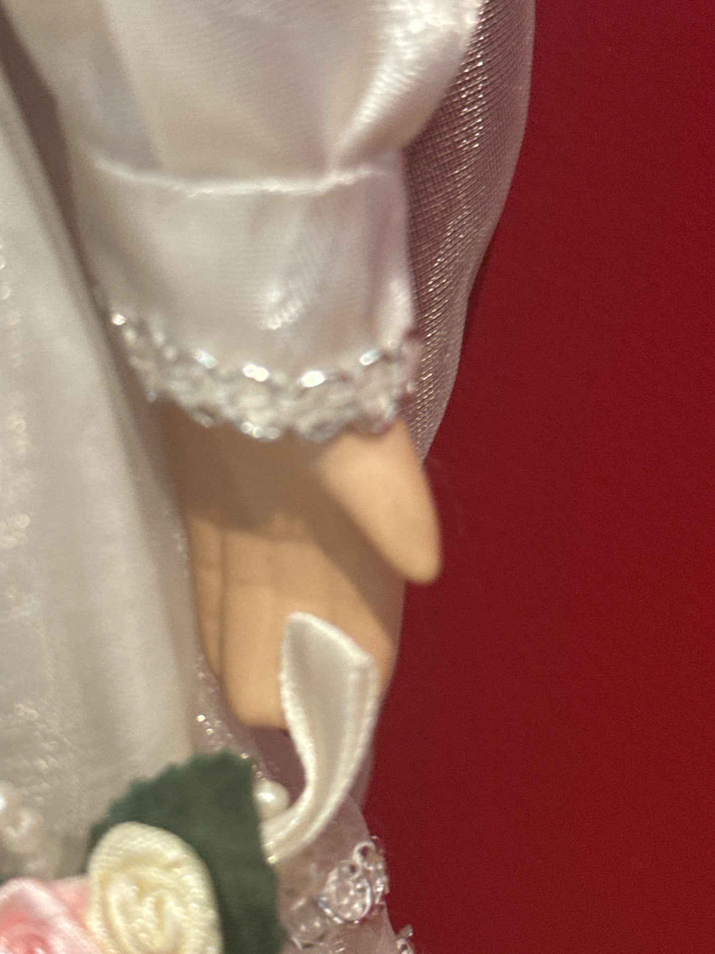 Ashley Belle Porcelain Collectible Bride Doll 16" Tall Closed Eyes Ready For Kiss Hand Sewn