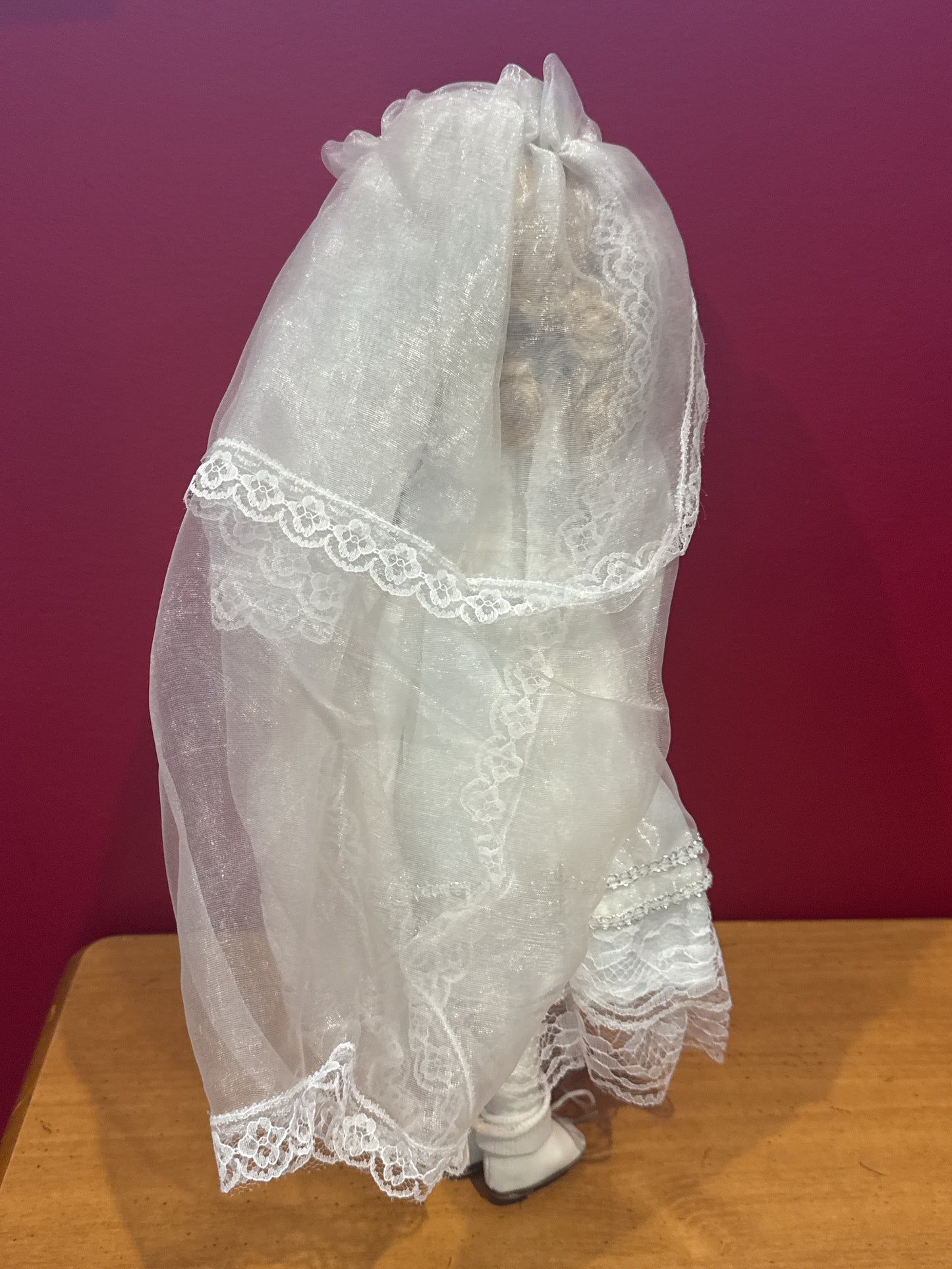 Ashley Belle Porcelain Collectible Bride Doll 16" Tall Closed Eyes Ready For Kiss Hand Sewn