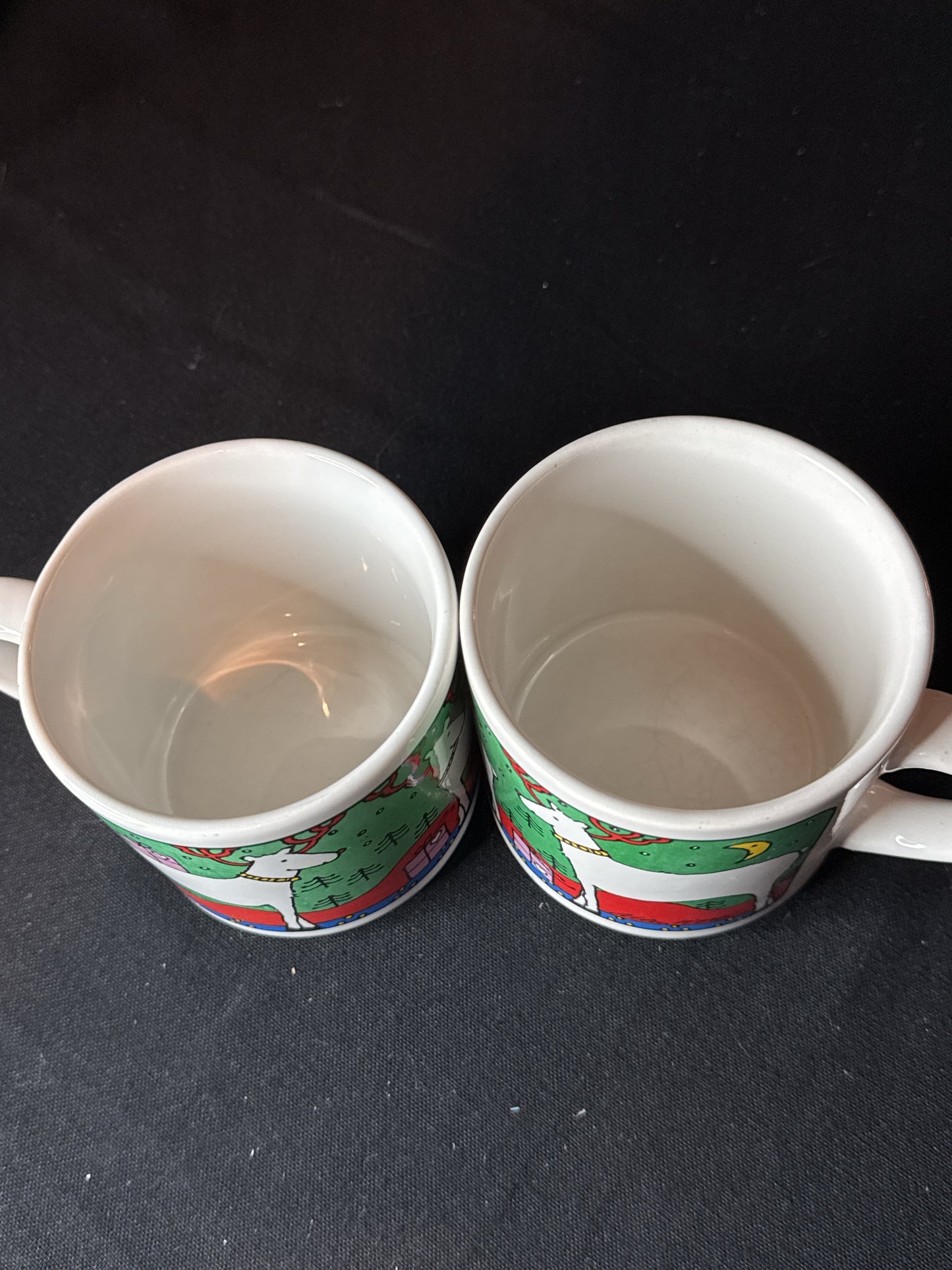 Pair of Reindeer Coffee Cups Christmas Exclusively Made for Houze 3 5/8" Tall