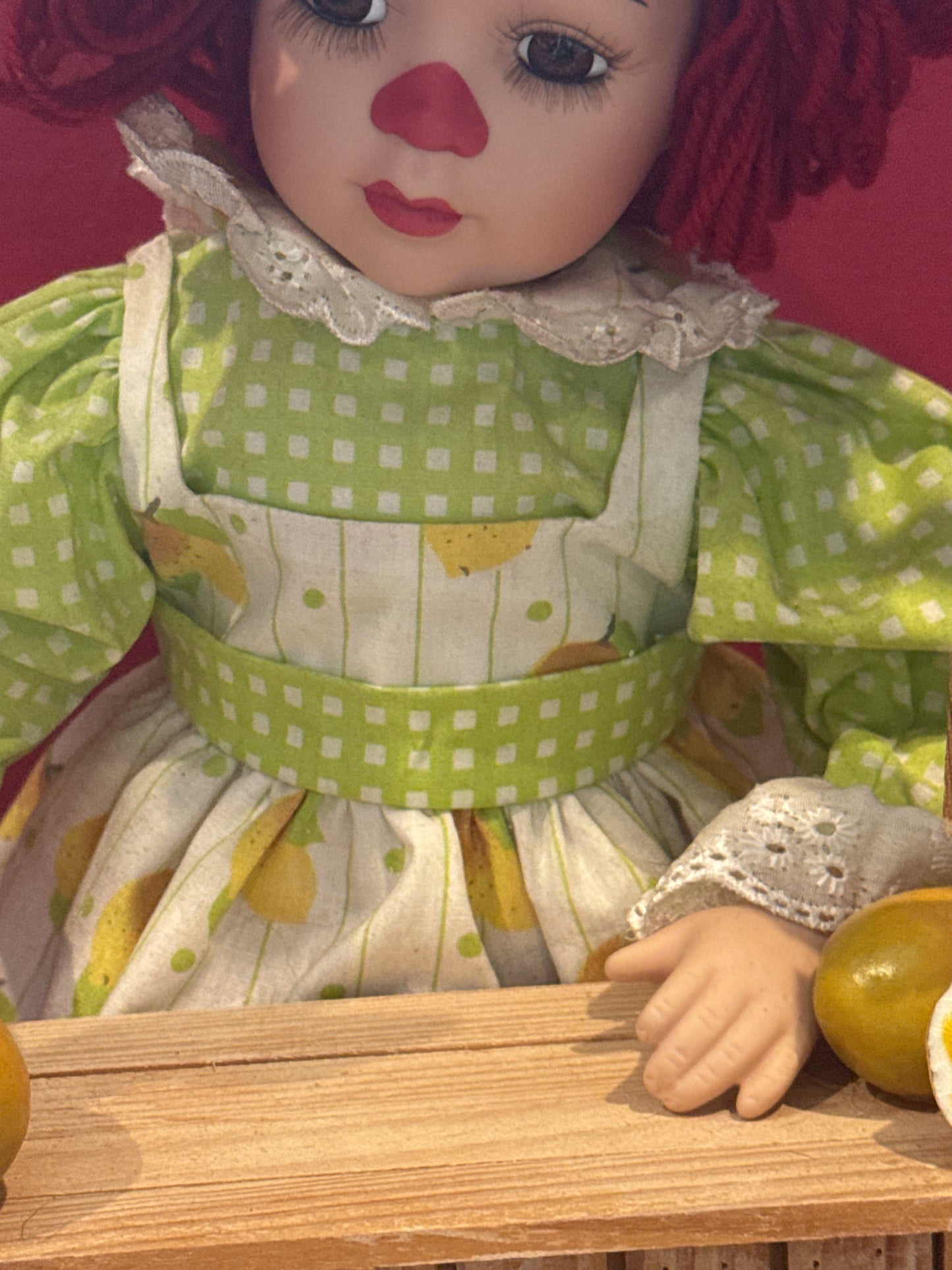 Seymour Mann American Sweethearts Porcelain Collectible Doll Raggedy Ann Clown Lemonade