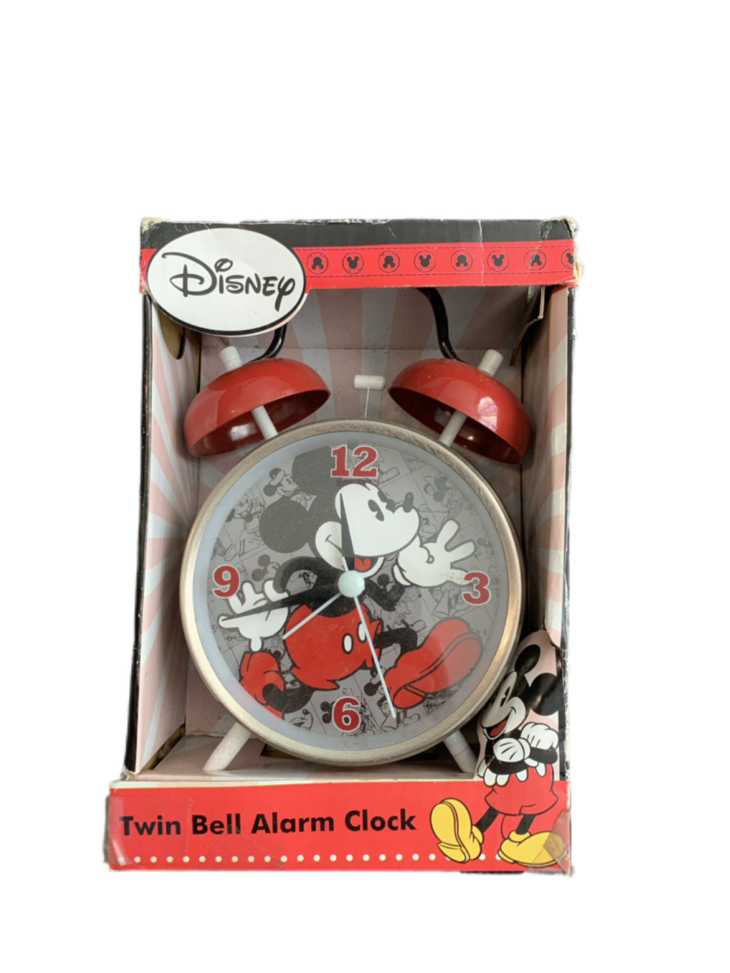 Disney Mickey Mouse Twin Bell Alarm Clock Battery Operated