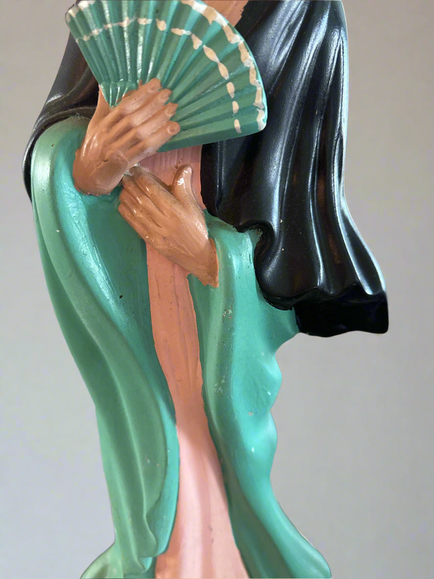 Vintage Chinese Immortal Figural Man & Woman Pottery Sculptures Pair 21" Tall
