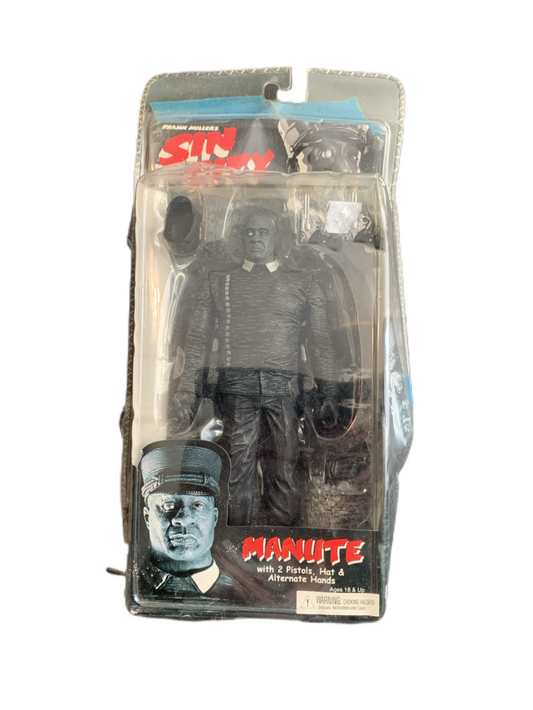 Sin City MANUTE Black and White Version 7" Figure w/ 2 Pistols and a Hat and Alternate Hands