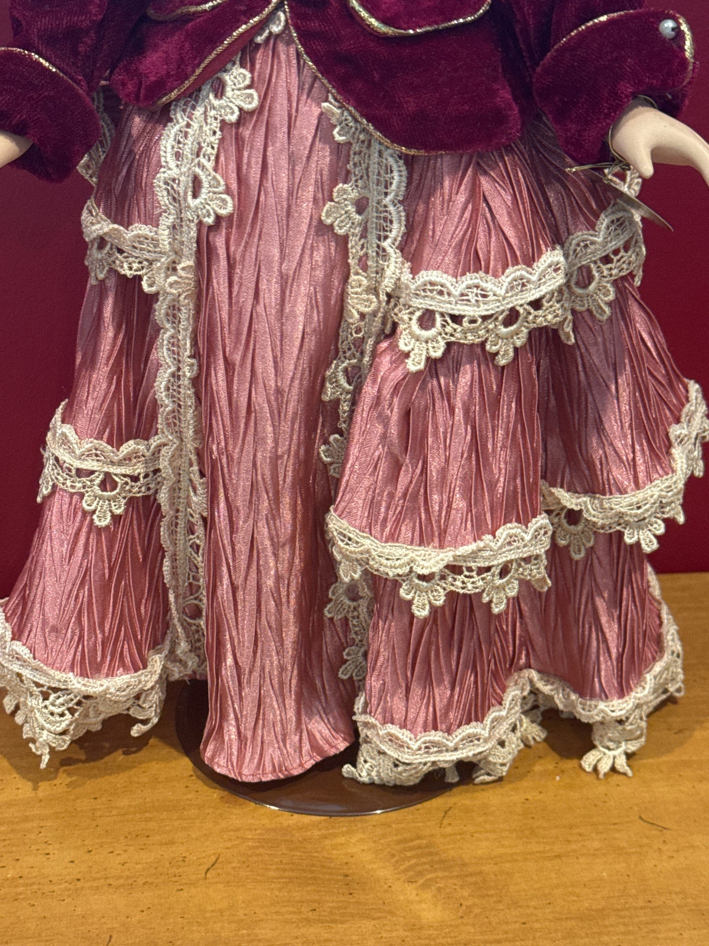 Porcelain Collectible Doll Collector's Choice Victorian Red Dress Blonde Hair Blue Eyes 17" Tall
