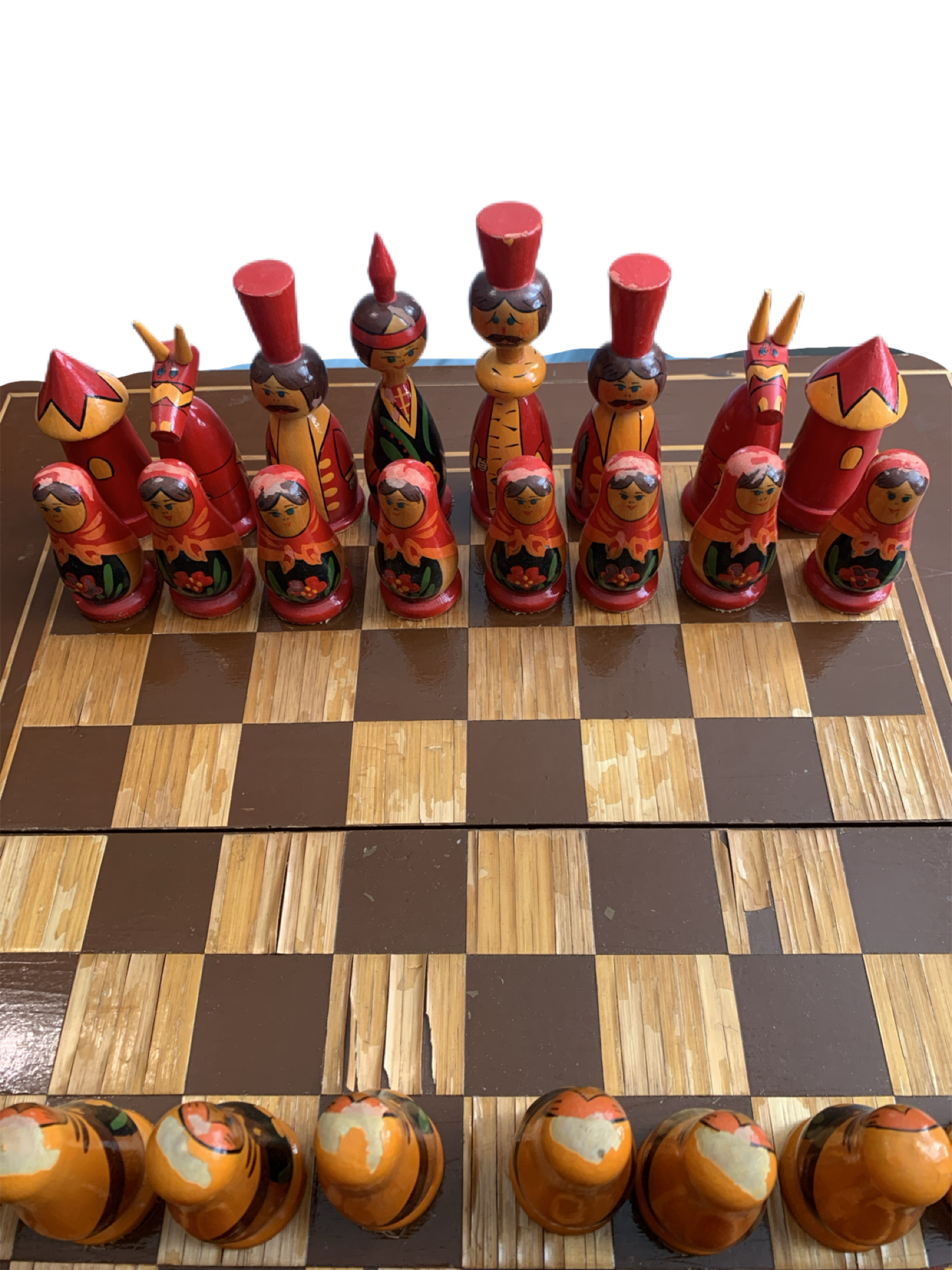 Rare Soviet Chess Set. Large Soviet Pieces. USSR Chess Set Hand Painted. Vintage