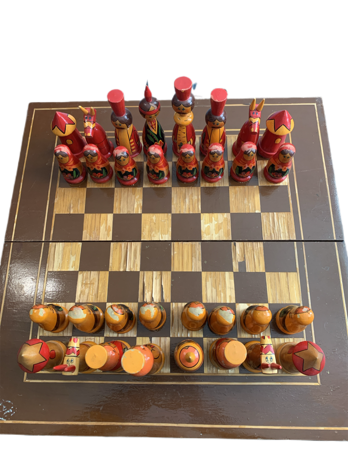 Rare Soviet Chess Set. Large Soviet Pieces. USSR Chess Set Hand Painted. Vintage