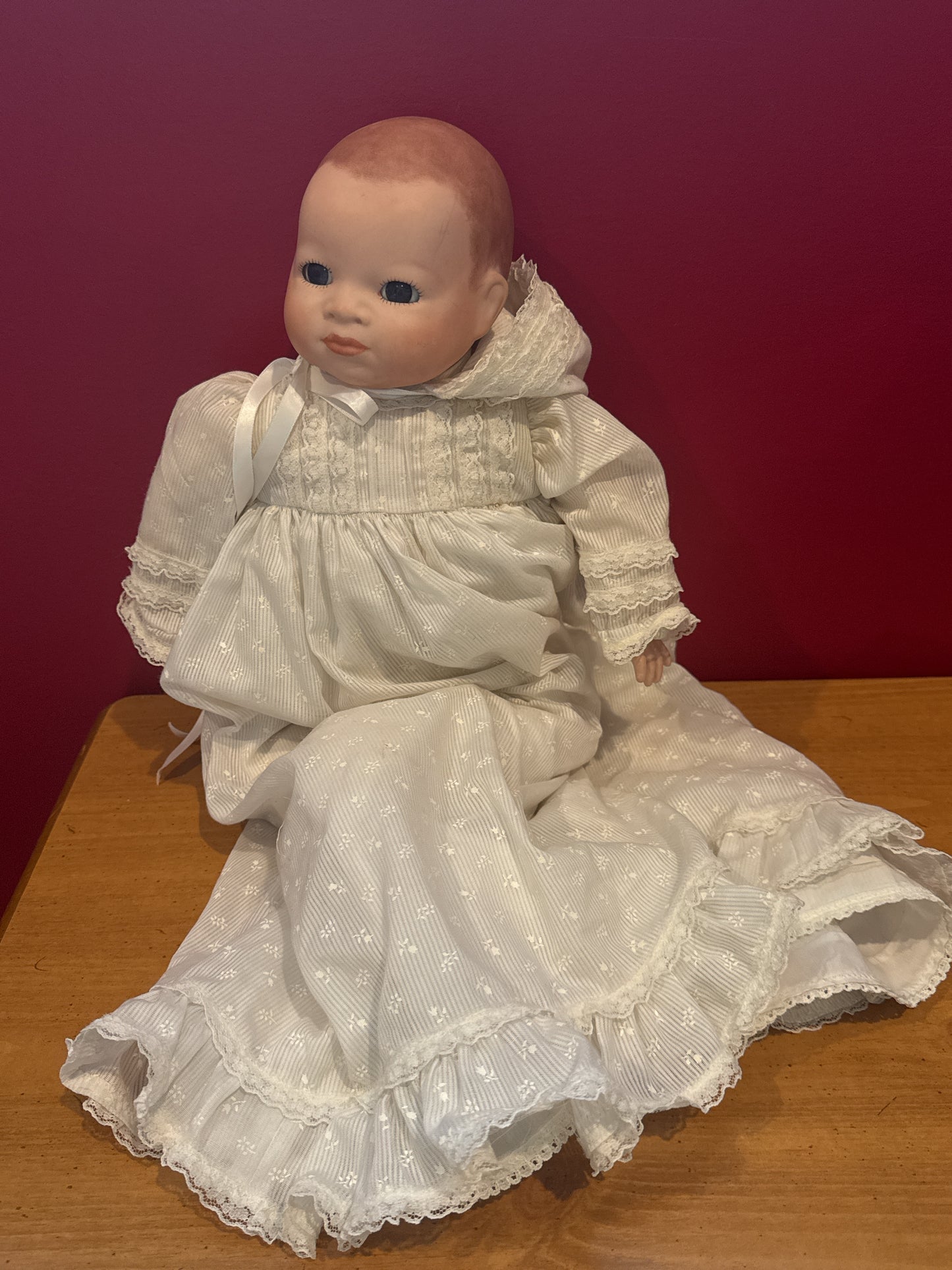 Grace S. Putnam Antique Bye-Lo Baby Marked on Neck 17" Porcelain Collectible Doll White Gown