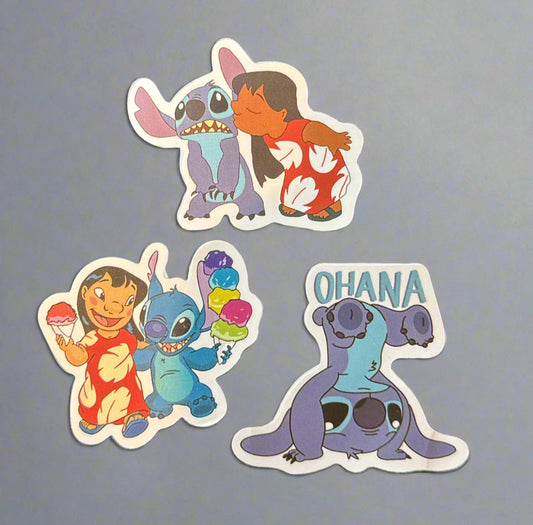 Lilo & Stitch Sticker (3) Perfect Condition 2-3" in Size