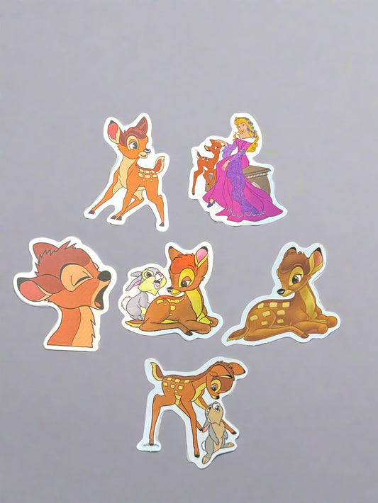 Bambi Stickers (6) Perfect Condition Approx. 2-3" In Size