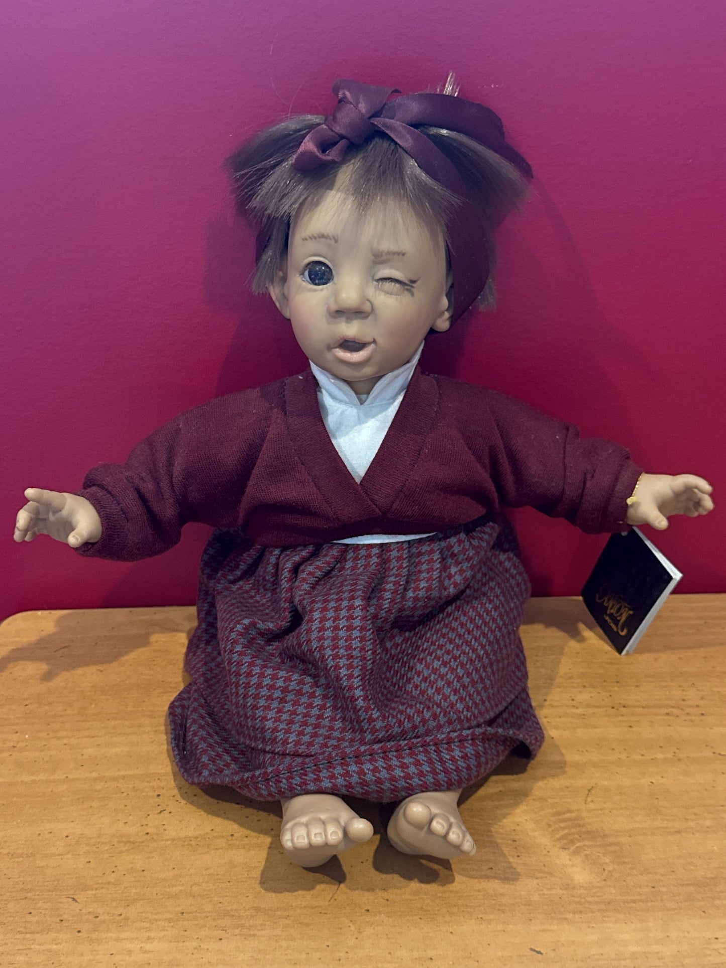 D'Anton Jos Doll 1994 15" D'Anton Jos Blue/Green Eyes Winking Doll Made in Spain w/ Tag