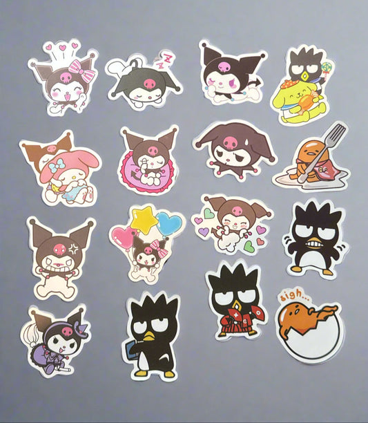 Sanrio Kuromi-Themed Stickers (16) Perfect Condition Approx. 2-3" In Size