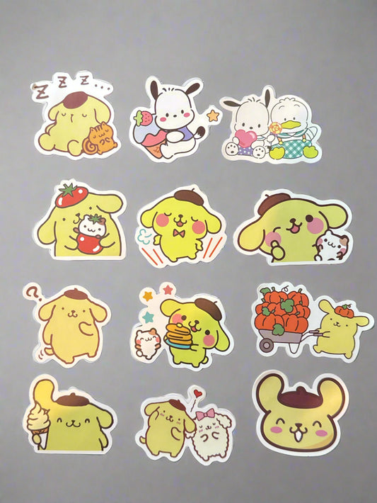 Sanrio Pompompurin Stickers (12) Perfect Condition Approx. 2-3" In Size