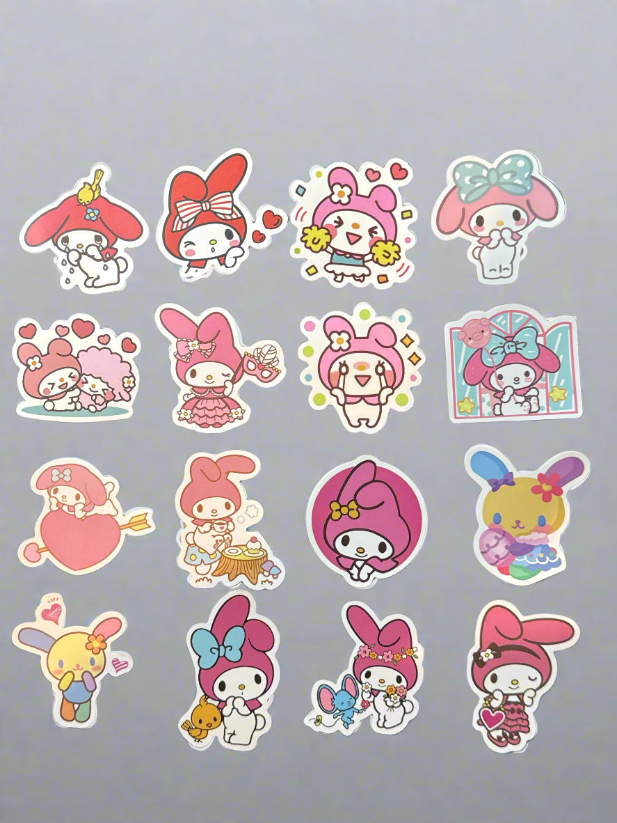Sanrio My Melody & Usahana Stickers (16) Perfect Condition Approx 2-3" In Size