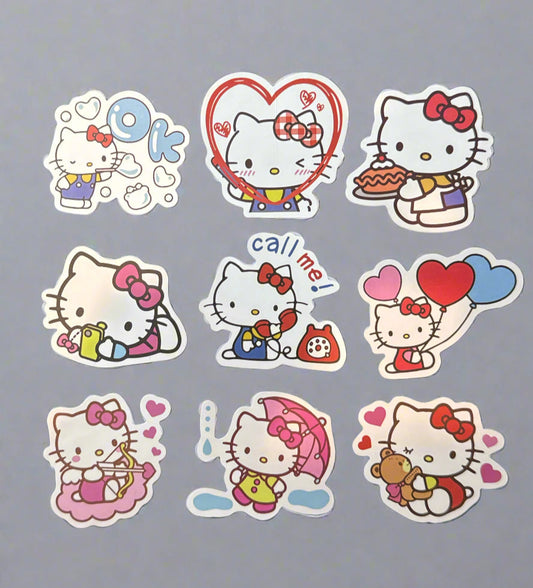 Sanrio Hello Kitty Stickers (9) Perfect Condition Approx. 2-3" In Size