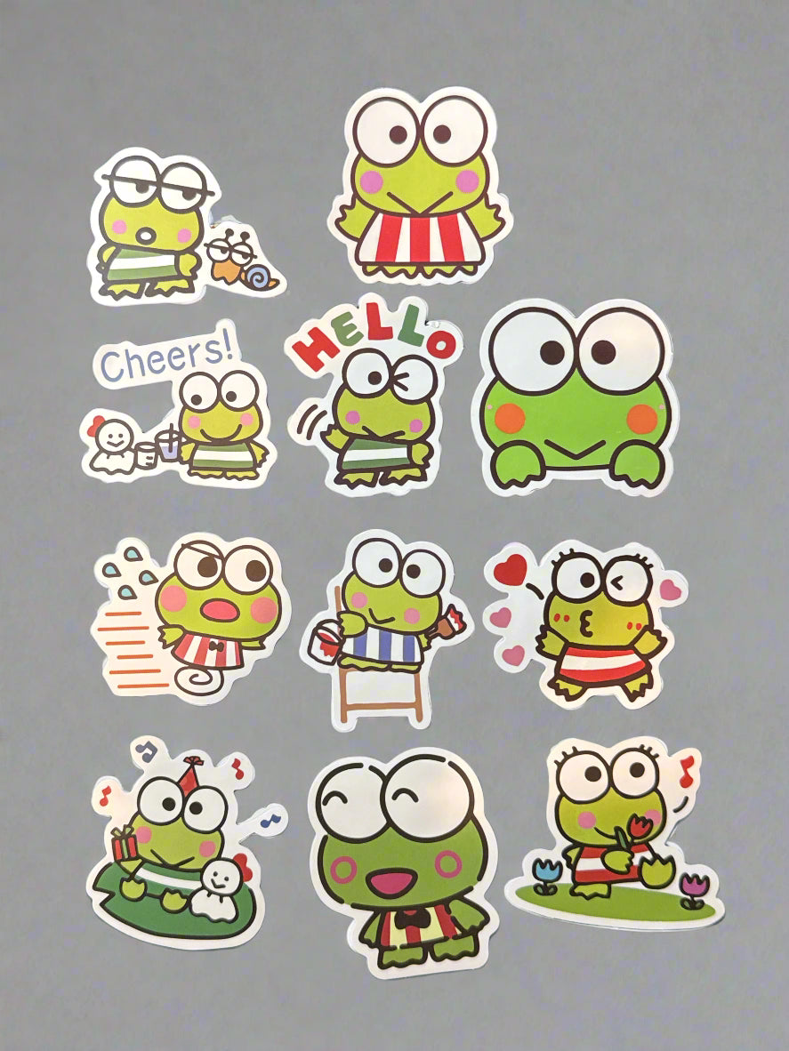 Sanrio Keroppi Stickers (11) Perfect Condition Approx 2-3" In Size