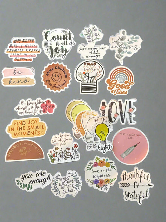 Inspirational & Positive Quotes Stickers (24) Perfect Condition Approx 2-3" In Size
