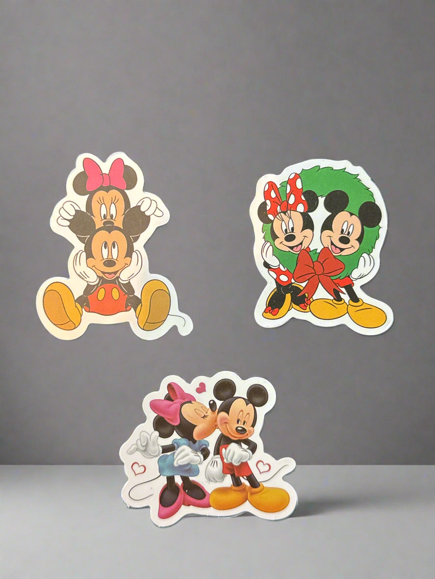 Disney Mickey & Minnie Mouse Stickers (3) Perfect Condition Approx 2-3" In Size