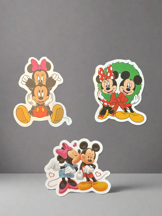 Disney Mickey & Minnie Mouse Stickers (3) Perfect Condition Approx 2-3" In Size