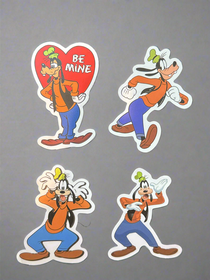 Disney Goofy Stickers (4) Perfect Condition Approx 2-3" In Size