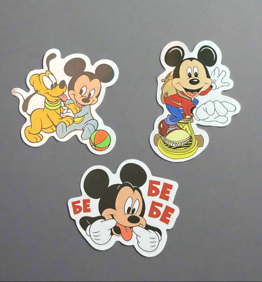 Disney Mickey Mouse Baby Mickey Stickers (3) Perfect Condition Approx 2-3" In Size