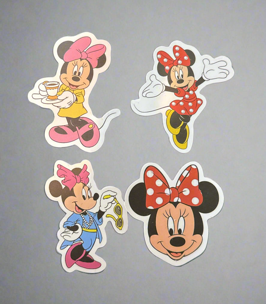 Disney Minnie Mouse Stickers (4) Perfect Condition Approx 2-3" In Size