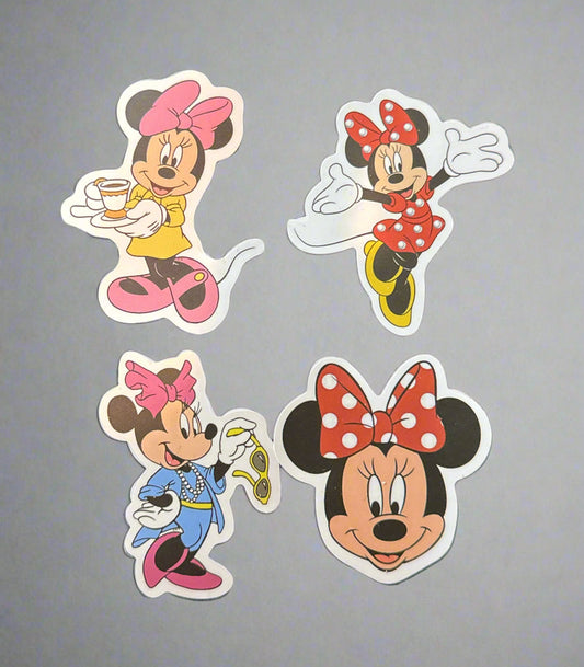 Disney Minnie Mouse Stickers (4) Perfect Condition Approx 2-3" In Size