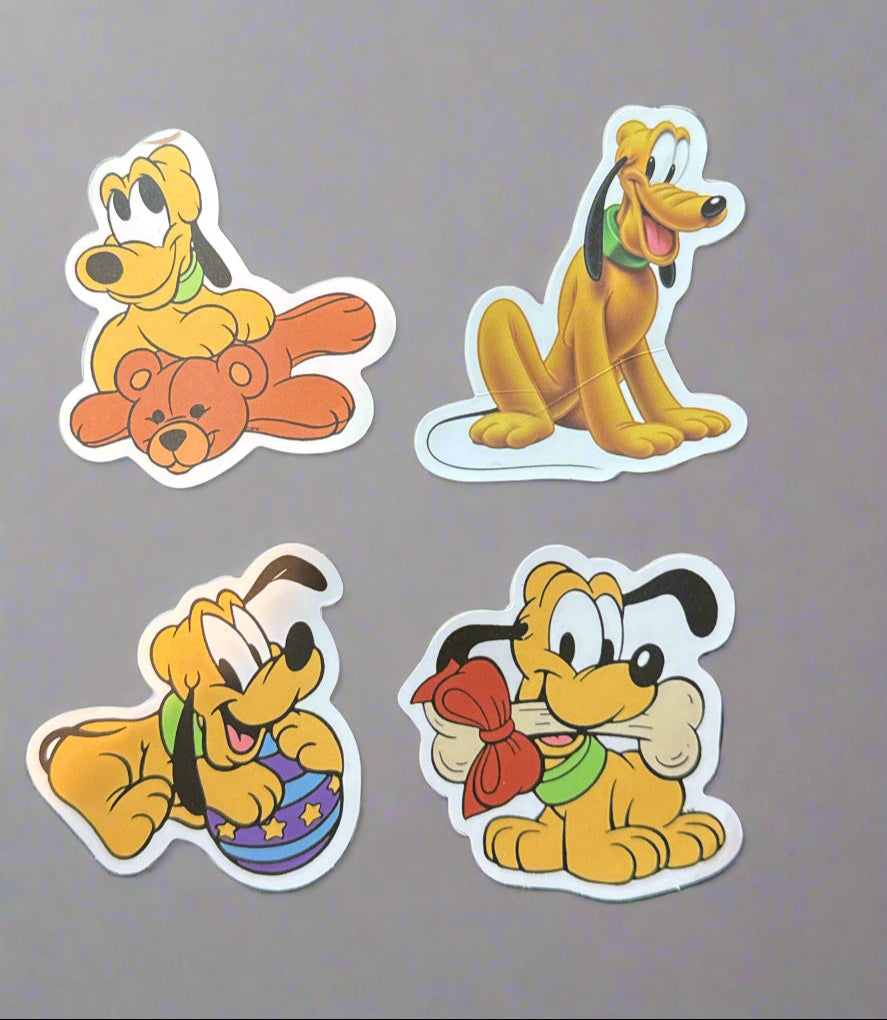 Disney Pluto Stickers (4) Perfect Condition Approx 2-3" In Size