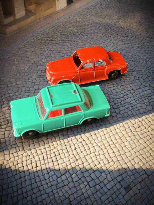 Fiat 1500 Matchbox Lesney 56 Car Diecast Teal Blue Green & Rover 105 Rovermatic Red Diecast
