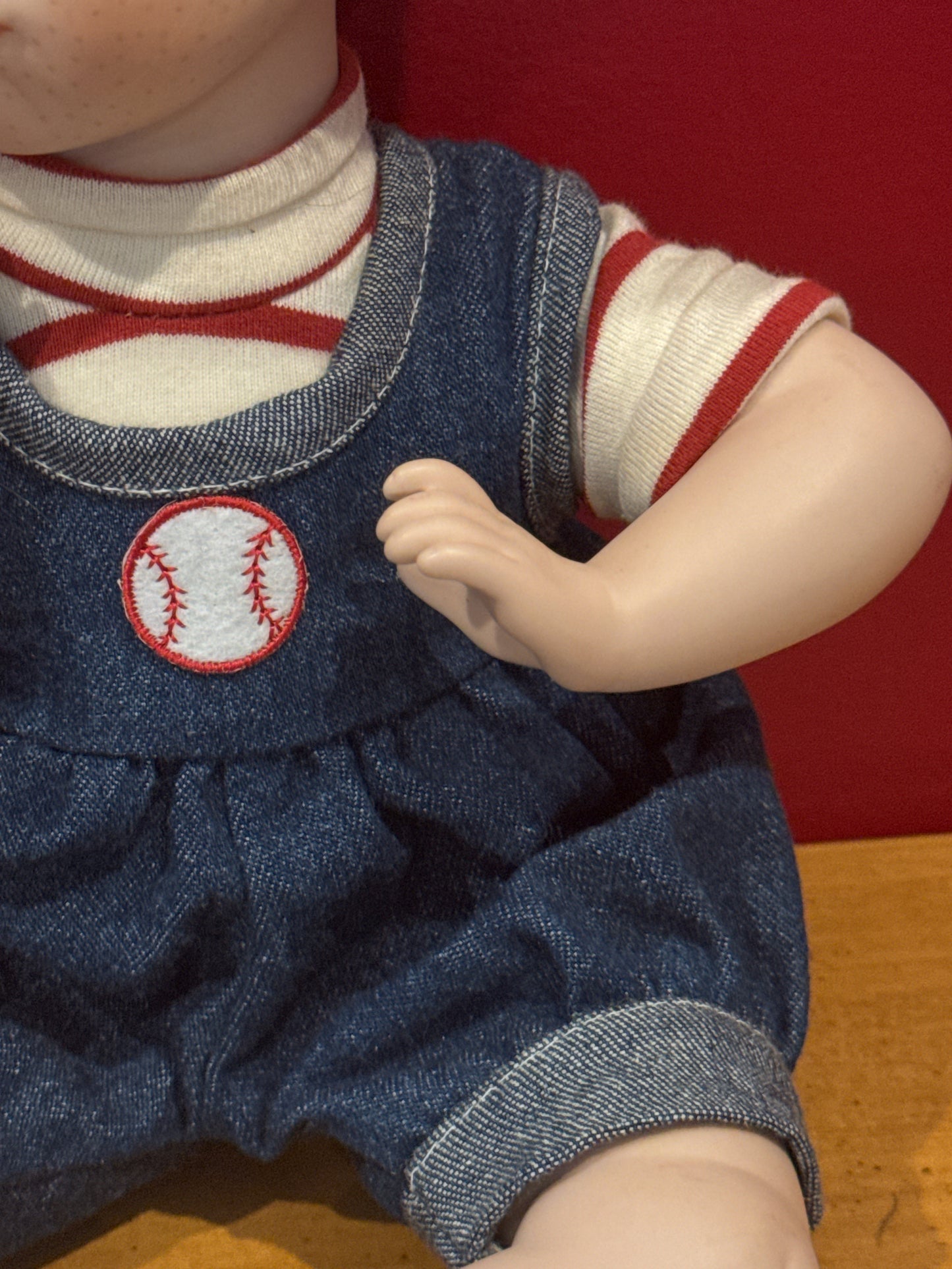 Mikey's Out Porcelain Gustave Wolff Wimbledon Collection Doll No Bat 11" Tall