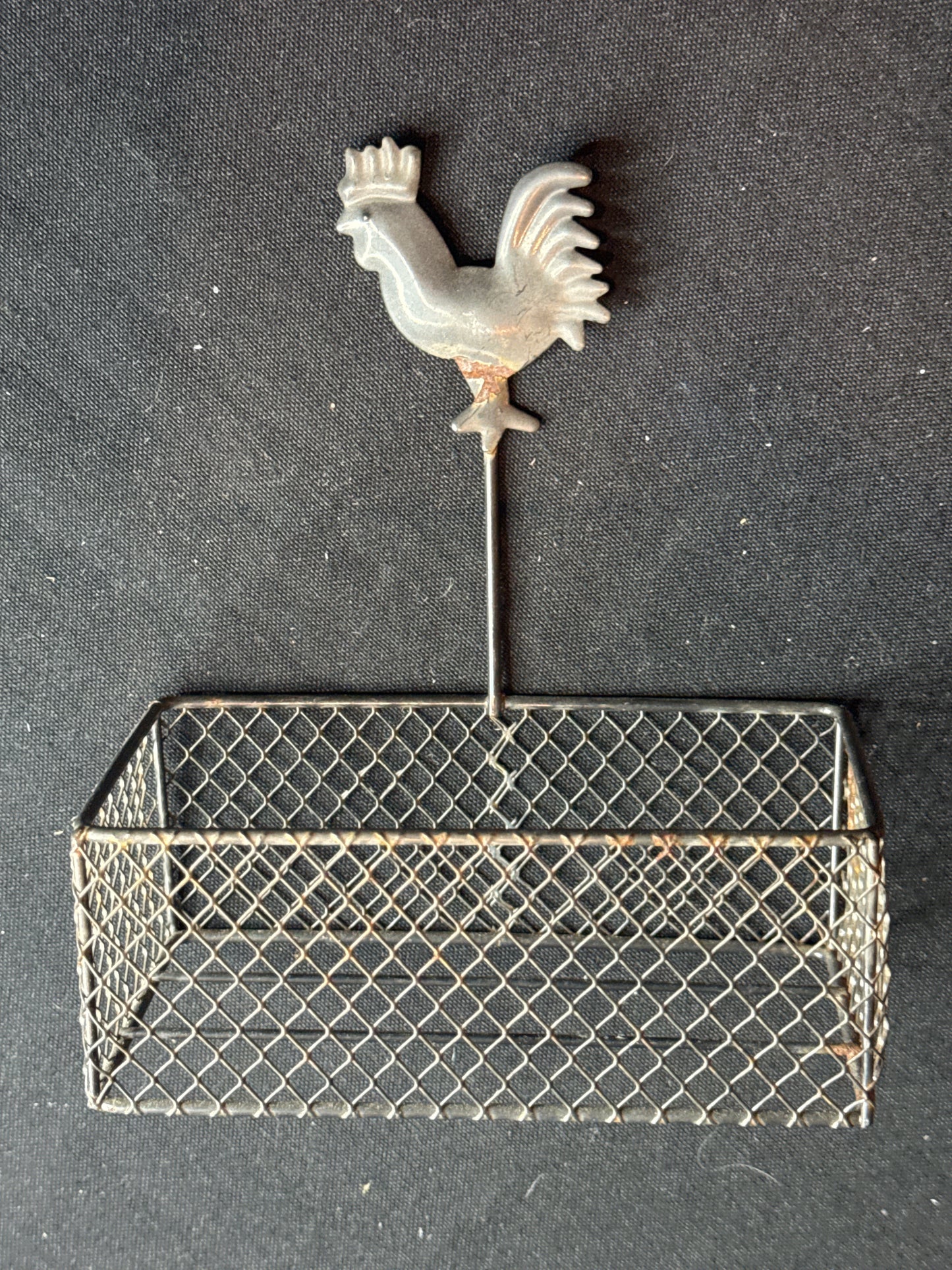 Metal Rooster Basket for Keys or Mail Farmhouse Style Basket 5.5" x 3"