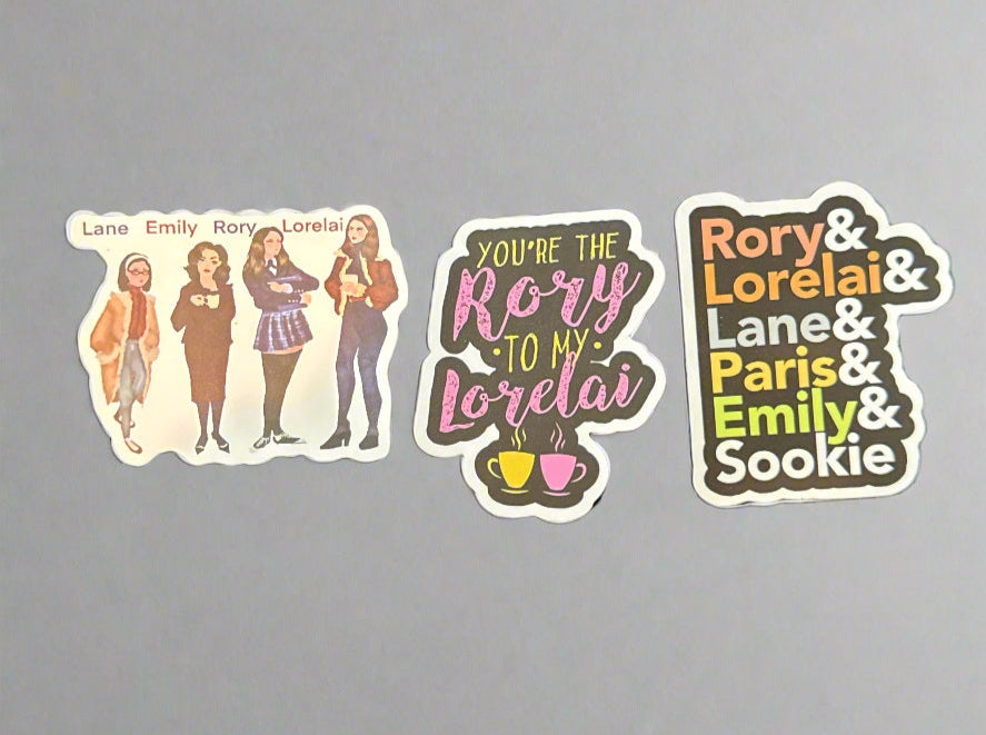 Gilmore Girls Stickers (3) Perfect Condition Approx 2-3" In Size