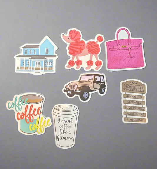 Gilmore Girls Stickers (7) Perfect Condition Approx 2-3" In Size