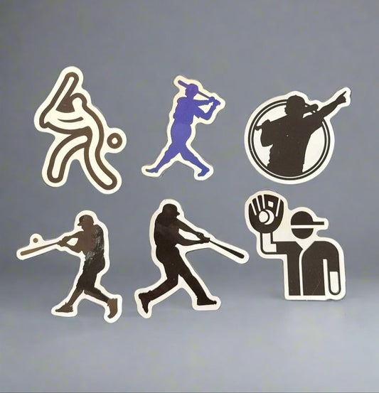 Baseball Stickers (6) Perfect Condition Approx 2-3" In Size
