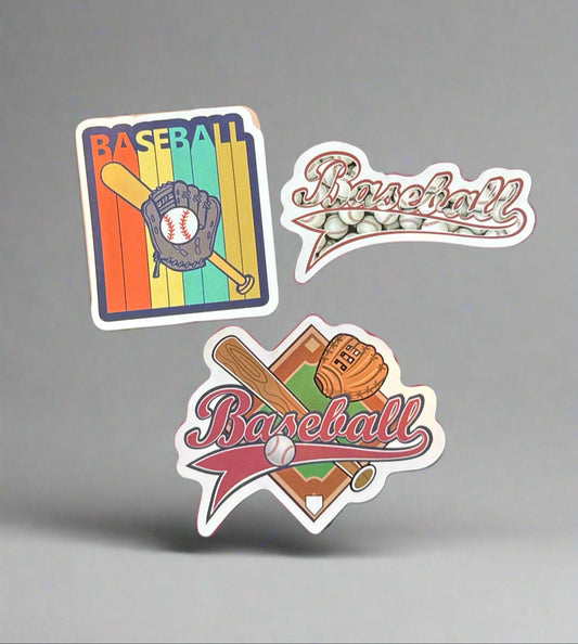 Baseball Stickers (3) Perfect Condition Approx 2-3" In Size