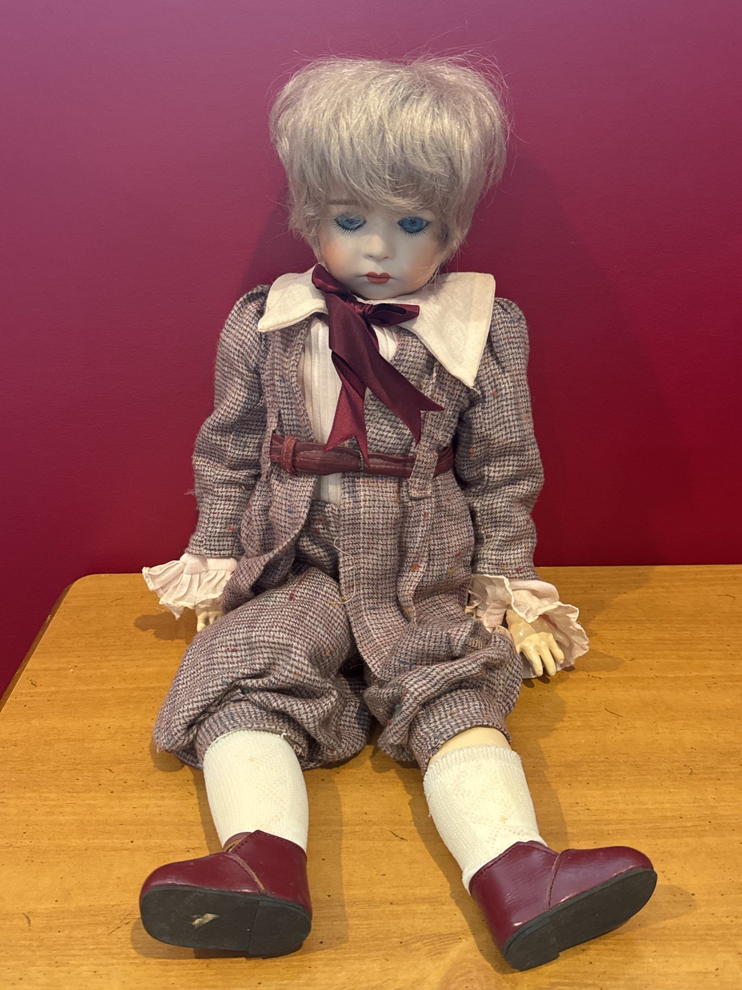 Porcelain Collectible Roland Frisch ROMY Germany Houndstooth Clothes 22" Tall