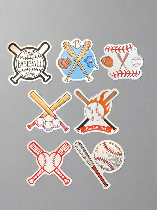 Baseball Stickers (7) Perfect Condition Approx 2-3" In Size