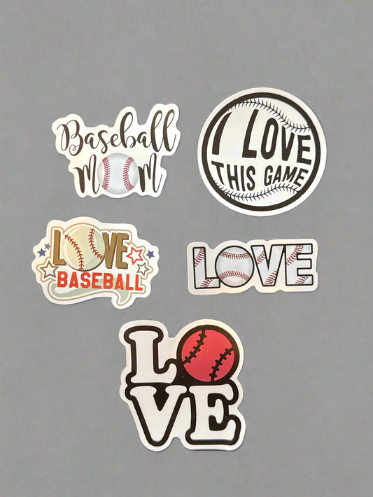 Baseball Stickers (5) Perfect Condition Approx 2-3" In Size