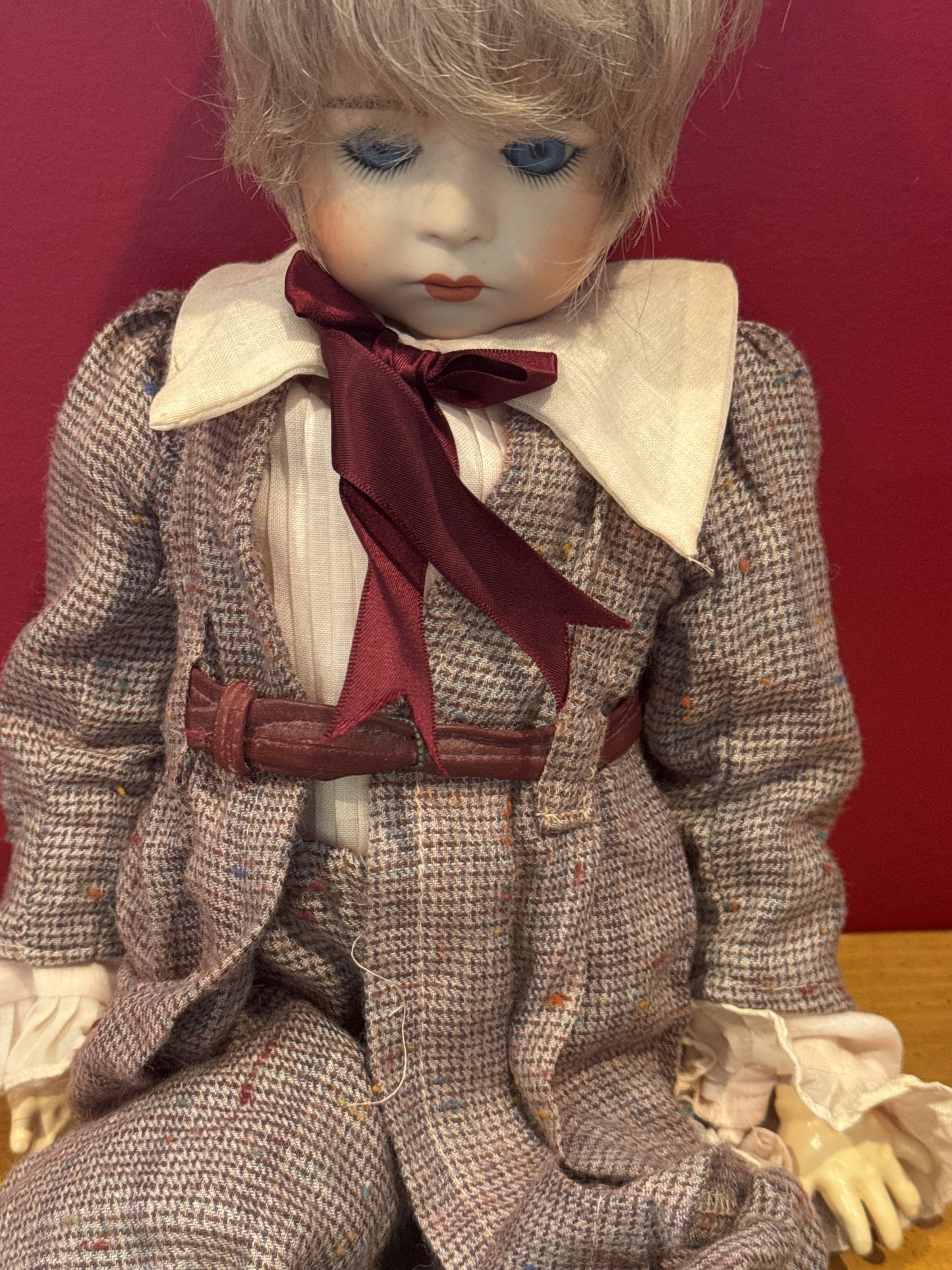 Porcelain Collectible Roland Frisch ROMY Germany Houndstooth Clothes 22" Tall
