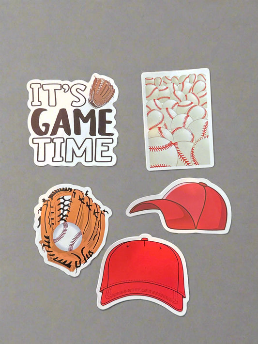 Baseball Stickers (5) Perfect Condition Approx 2-3" In Size