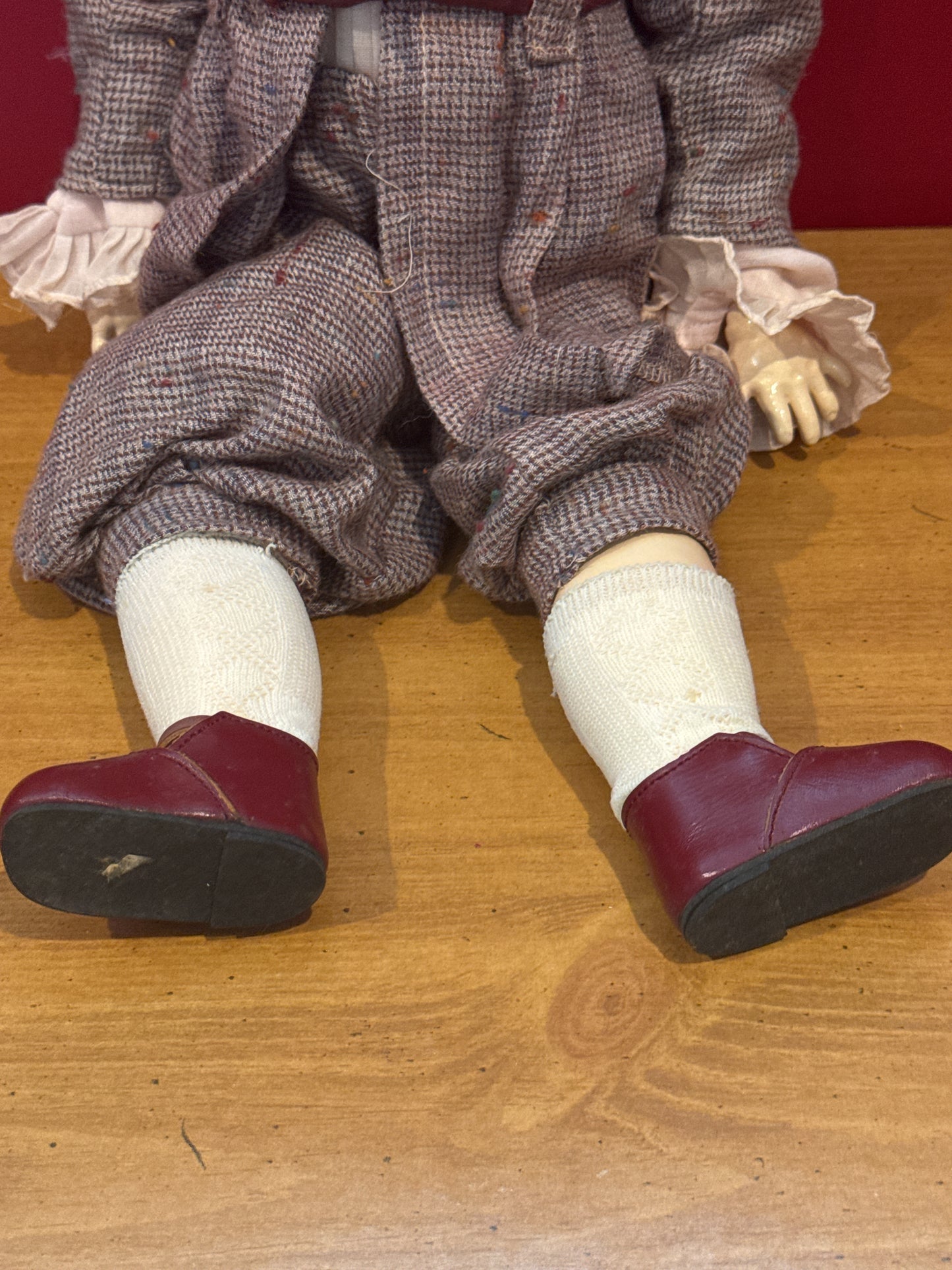 Porcelain Collectible Roland Frisch ROMY Germany Houndstooth Clothes 22" Tall