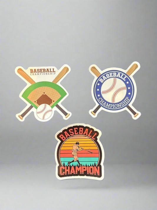 Baseball Stickers (3) Perfect Condition Approx 2-3" In Size