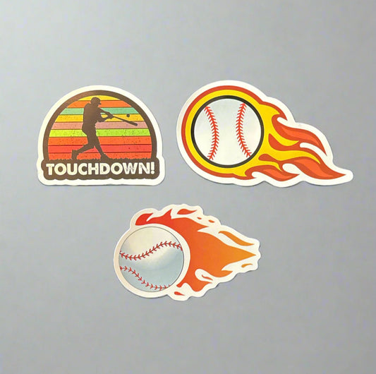 Baseball Stickers (3) Perfect Condition Approx 2-3" In Size