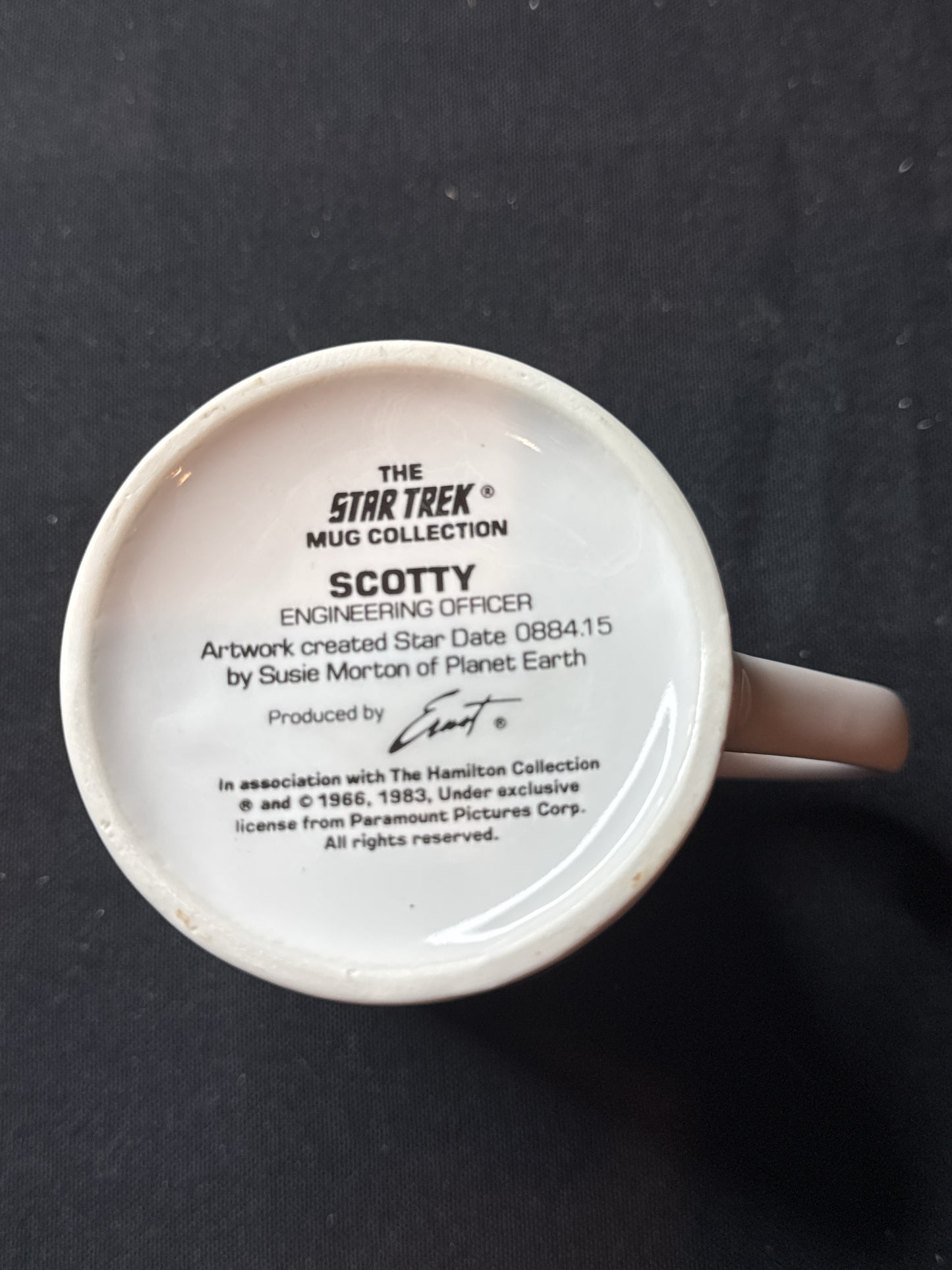 Star Trek Scotty Coffee Mug Cup Susie Morton Collection 1983 Vintage 3.75" Tall