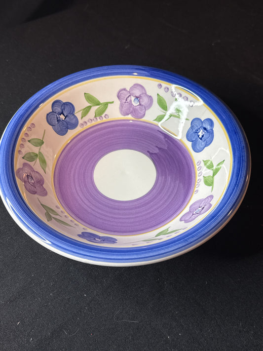 Gibson Designs Bella/Everyday 8.5" Bowl Blue & Purple Floral