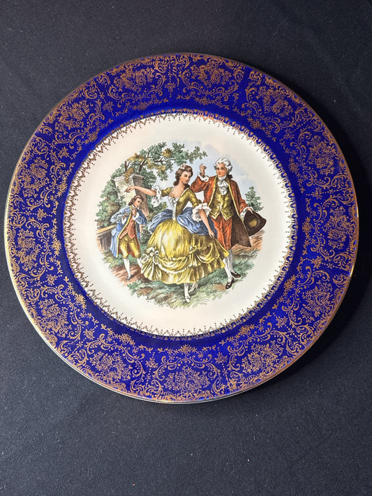 Vintage Imperial by Salem Service Plate Dinner Plate Cobalt Blue Gold Border 10.75" Wide