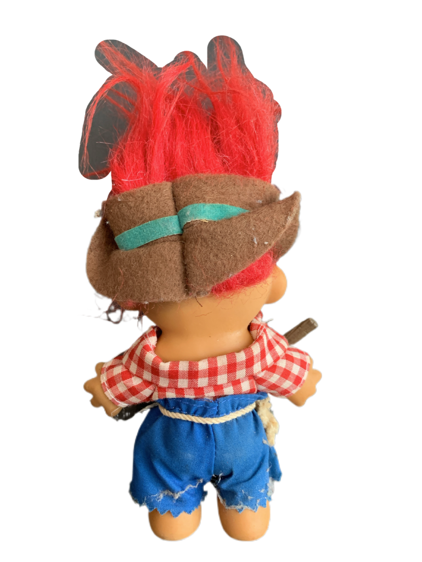 Russ Scarecrow Yokel Farmer Gingham Shirt Corn Cob Pipe Troll Doll 5"