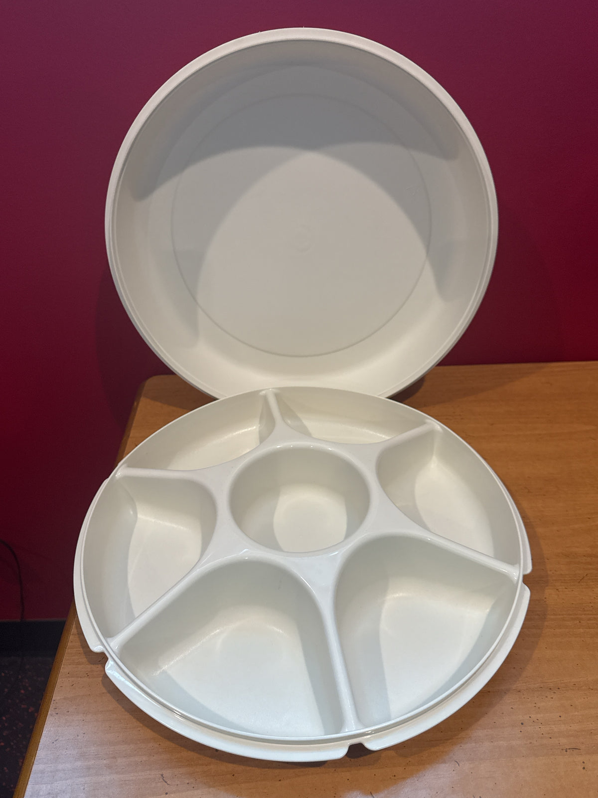 Tupperware 13" Divided Serving Center Tray 1665-3 and 1666-1 Chip or Vegetables & Dip